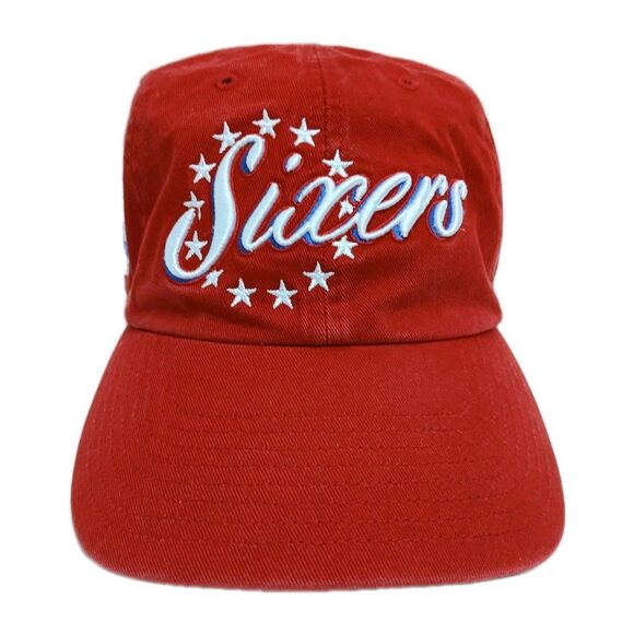Philadelphia 76ers Sixers Retro Bicentennial Stars Logo Red Adjustable Hat Cap - Picture 1 of 7